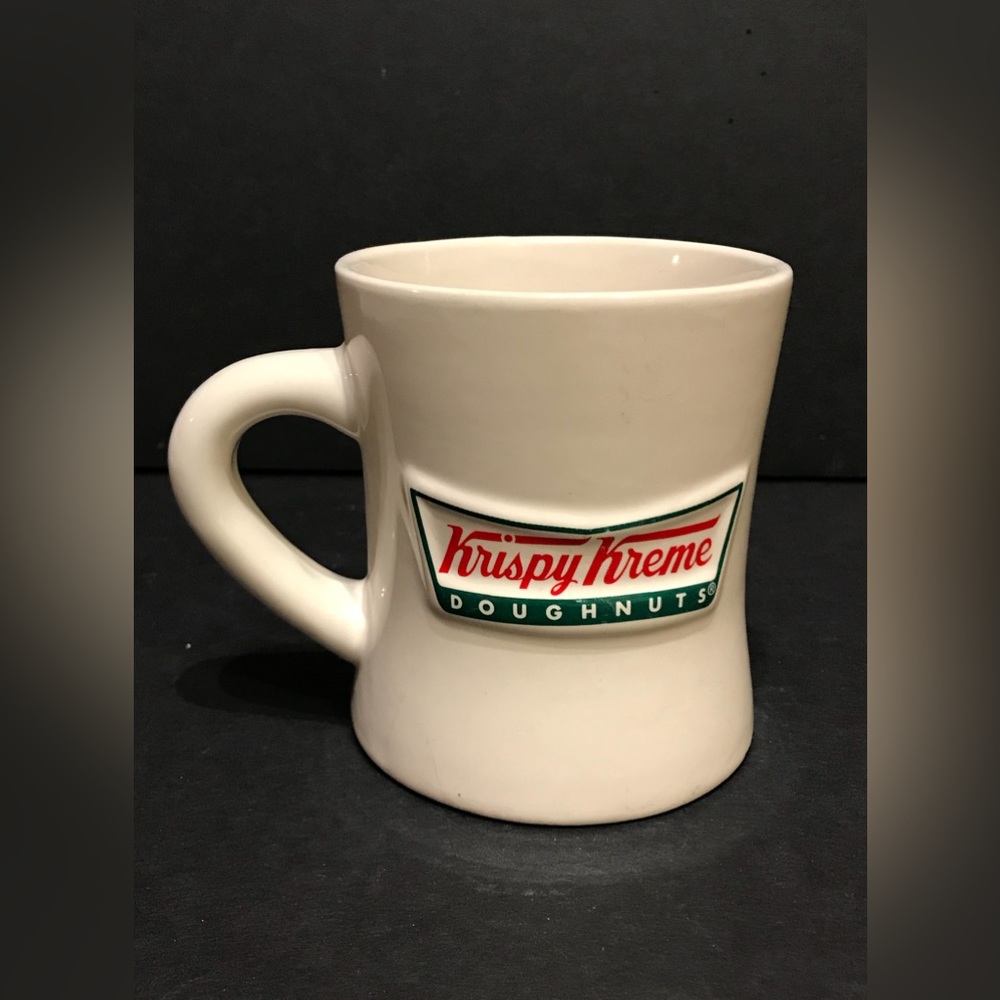 Krispy Kreme Doughnuts Coffee Mug Heavy Diner Vintage Style Ivory Retro Cup